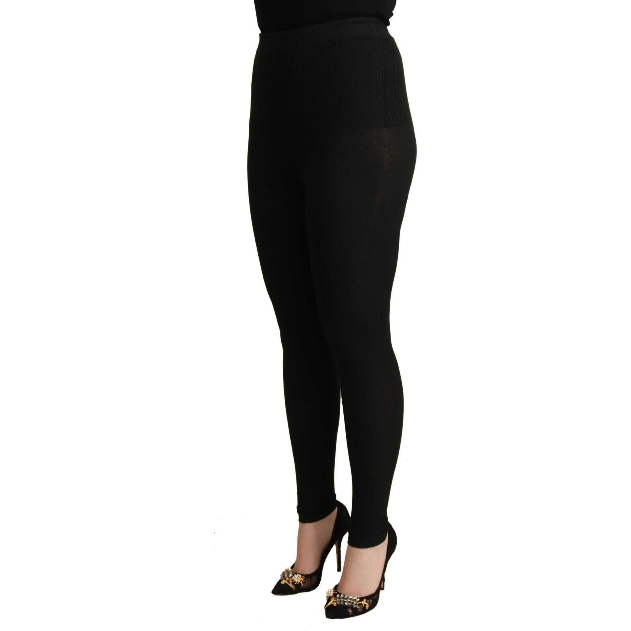 Black Cashmere Stretch Waist Tights Pants