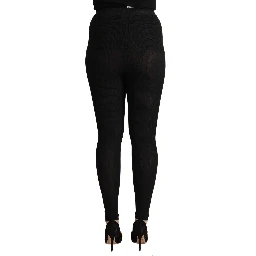 Black Cashmere Stretch Waist Tights Pants