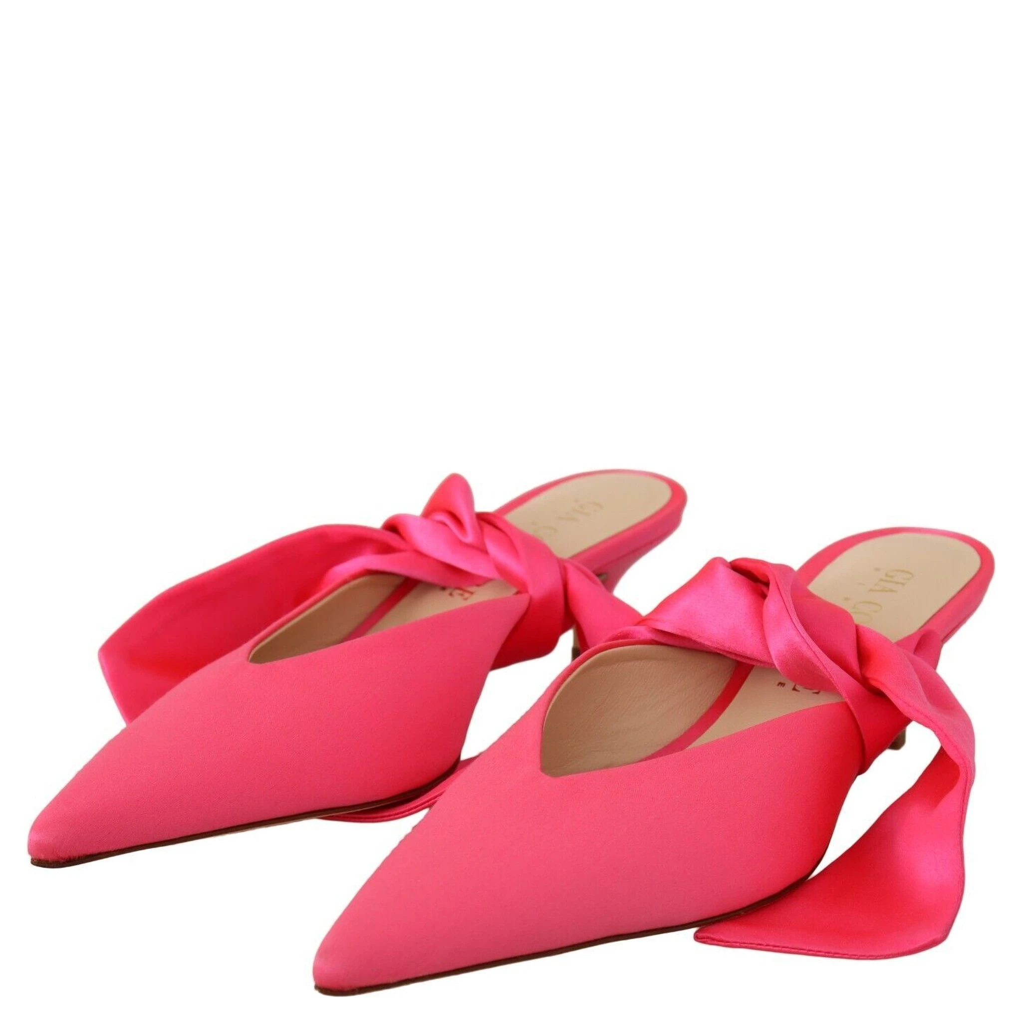 Pink Leather Lace Up Kitten Heels Pumps Shoes