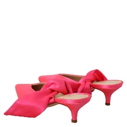 Pink Leather Lace Up Kitten Heels Pumps Shoes