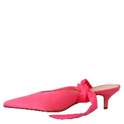 Pink Leather Lace Up Kitten Heels Pumps Shoes