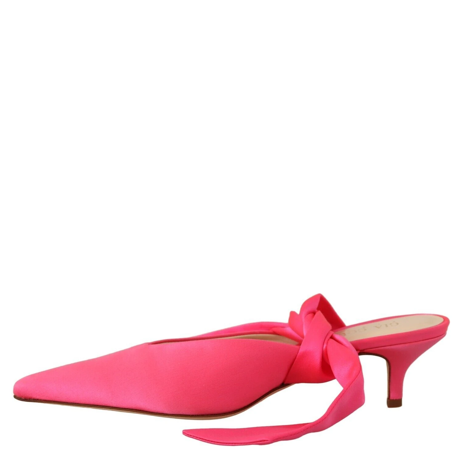 Pink Leather Lace Up Kitten Heels Pumps Shoes
