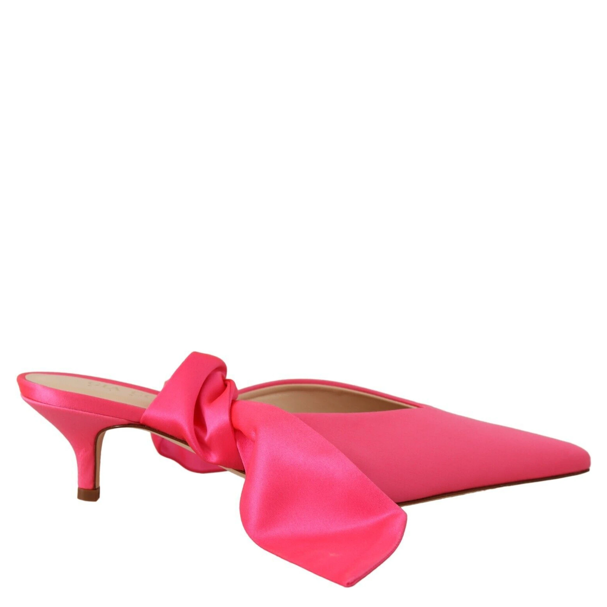 Pink Leather Lace Up Kitten Heels Pumps Shoes