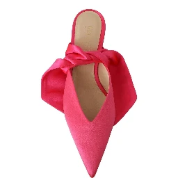 Pink Leather Lace Up Kitten Heels Pumps Shoes