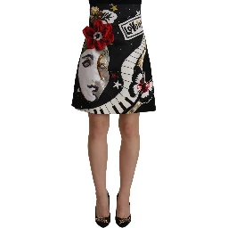 Black Love Clock Sequined Piano Skirt