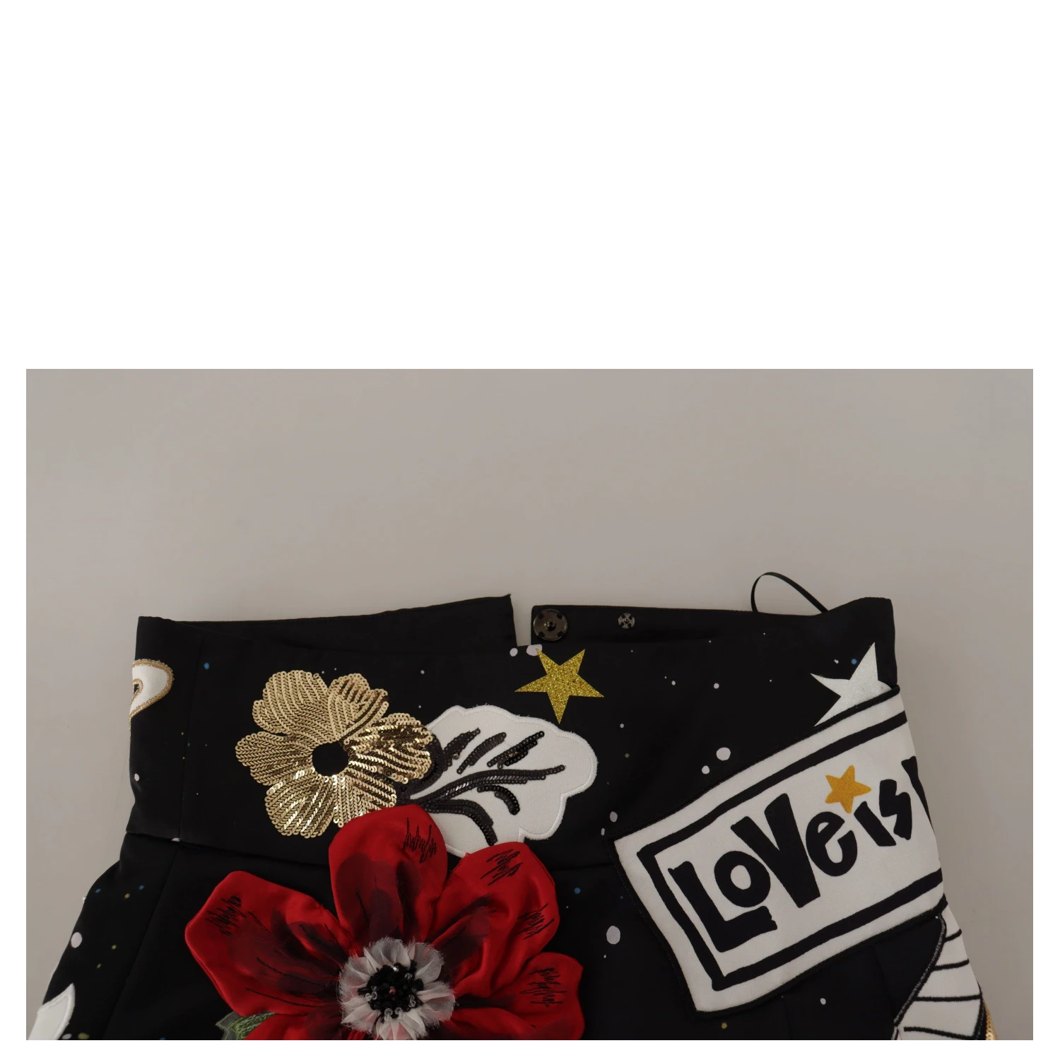 Black Love Clock Sequined Piano Skirt