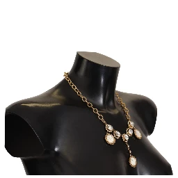 Gold Clock Statement Crystal Chain Necklace
