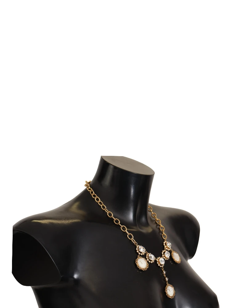 Gold Clock Statement Crystal Chain Necklace alternative