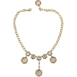 Gold Clock Statement Crystal Chain Necklace