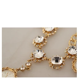 Gold Clock Statement Crystal Chain Necklace