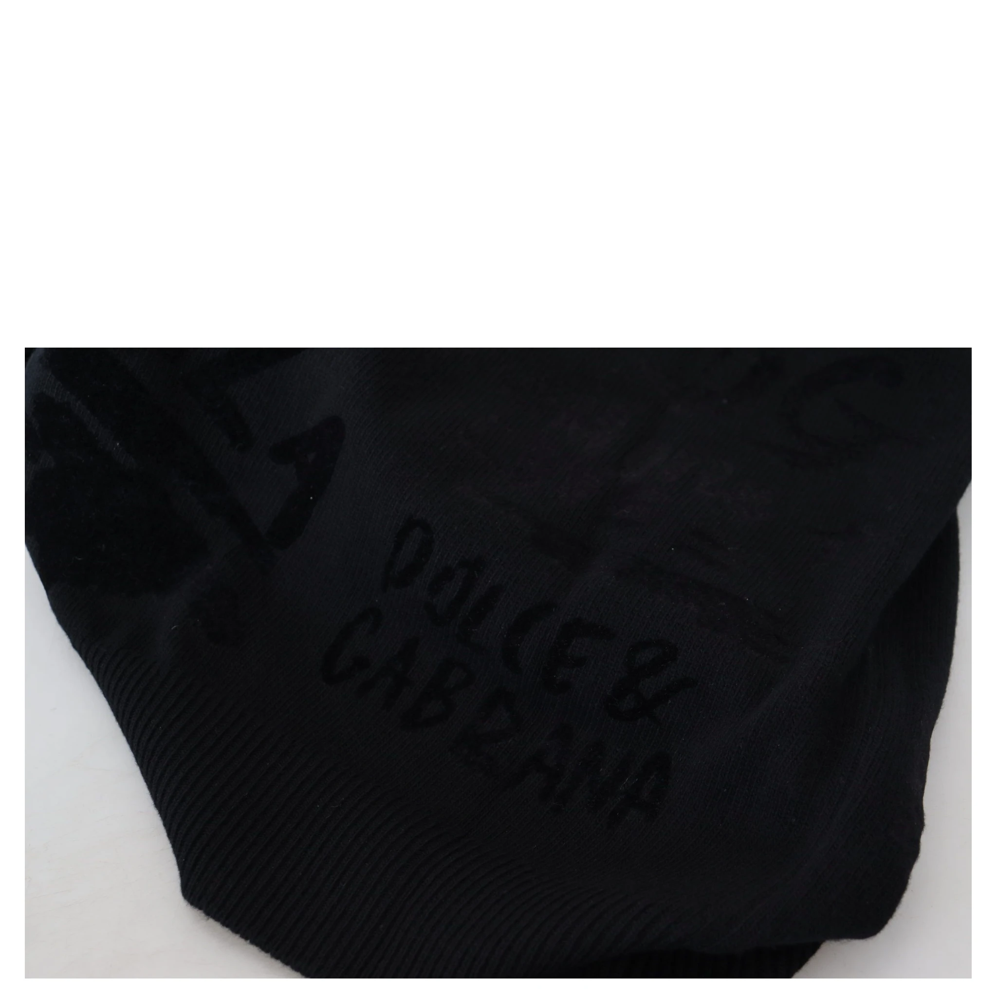 Black Wool Logo Pattern Crewneck Pullover Sweater