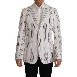 White Stripes Cotton Single Breasted Blazer