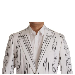 White Stripes Cotton Single Breasted Blazer