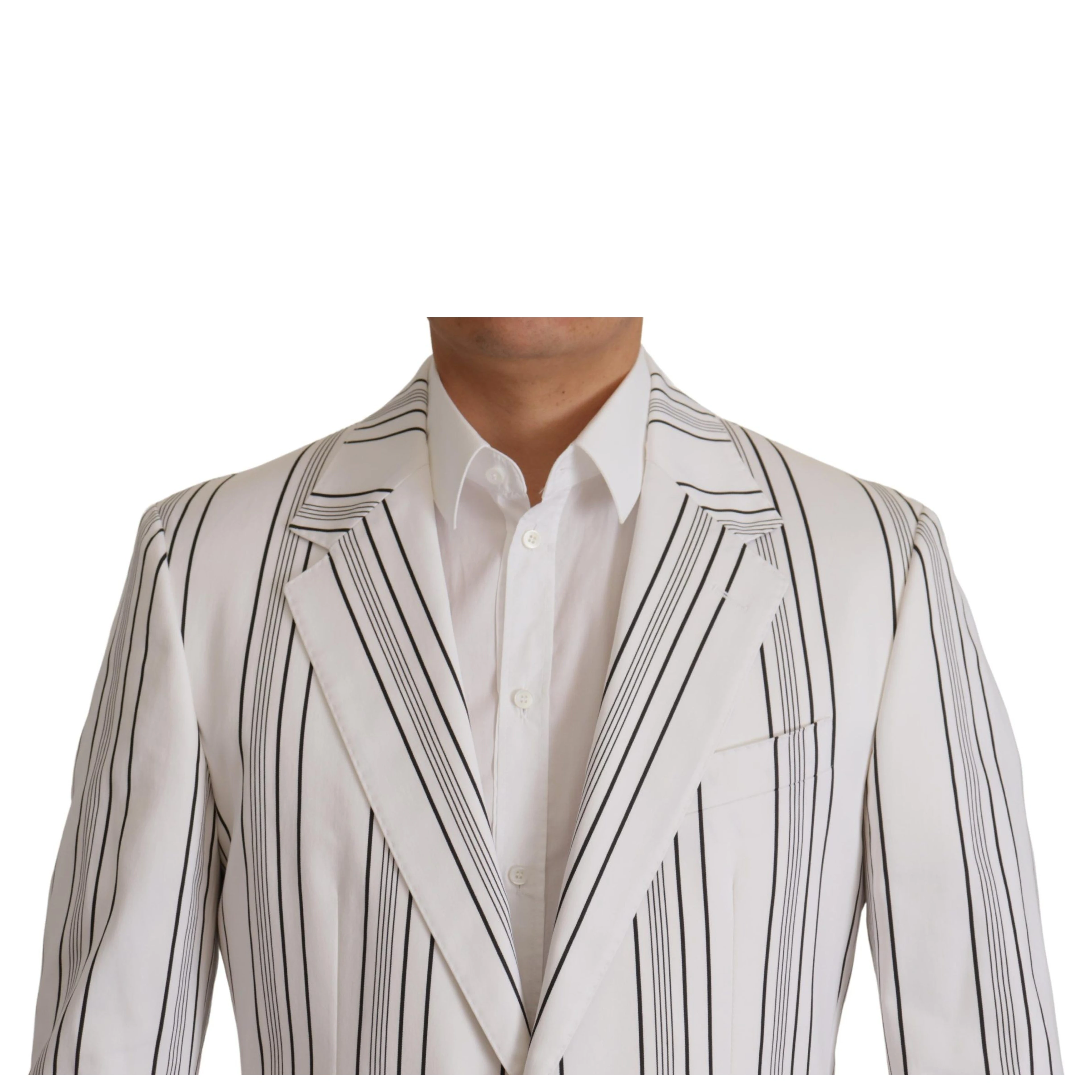 White Stripes Cotton Single Breasted Blazer