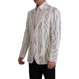 White Stripes Cotton Single Breasted Blazer
