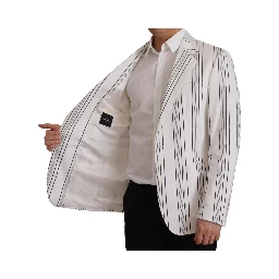 White Stripes Cotton Single Breasted Blazer