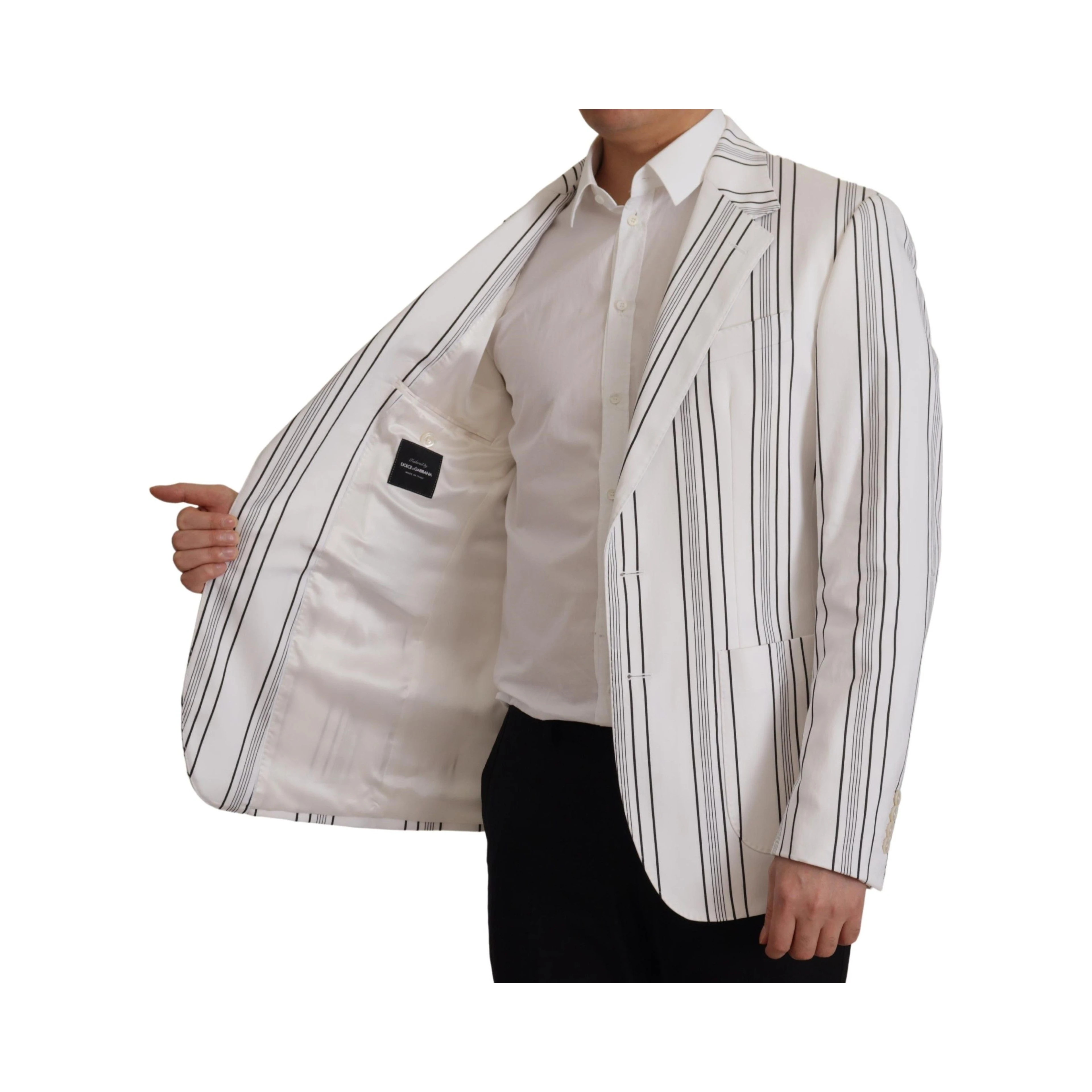 White Stripes Cotton Single Breasted Blazer