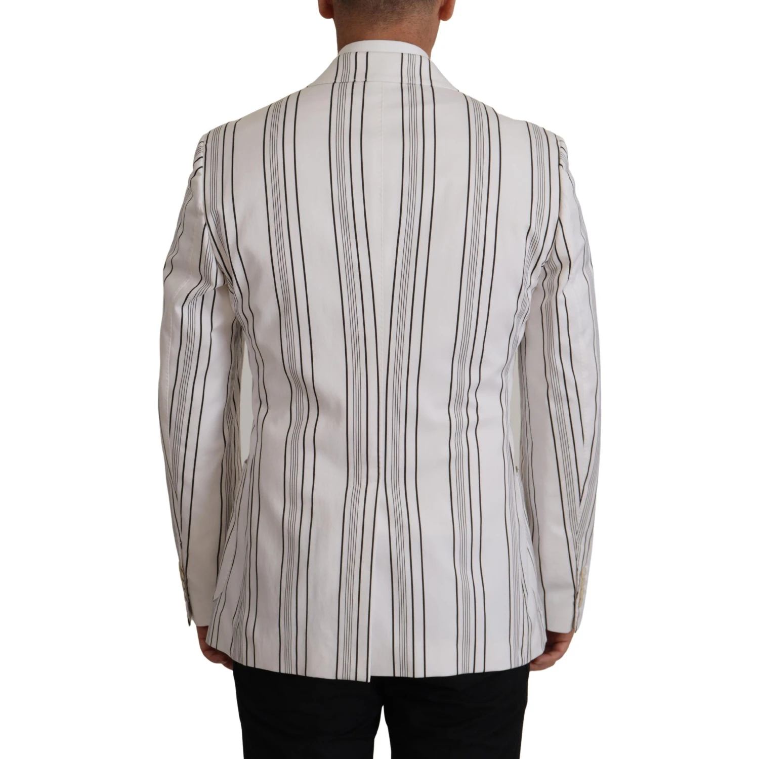 White Stripes Cotton Single Breasted Blazer