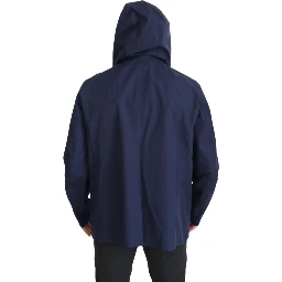 Blue Hooded Double Breasted Coat Jacket