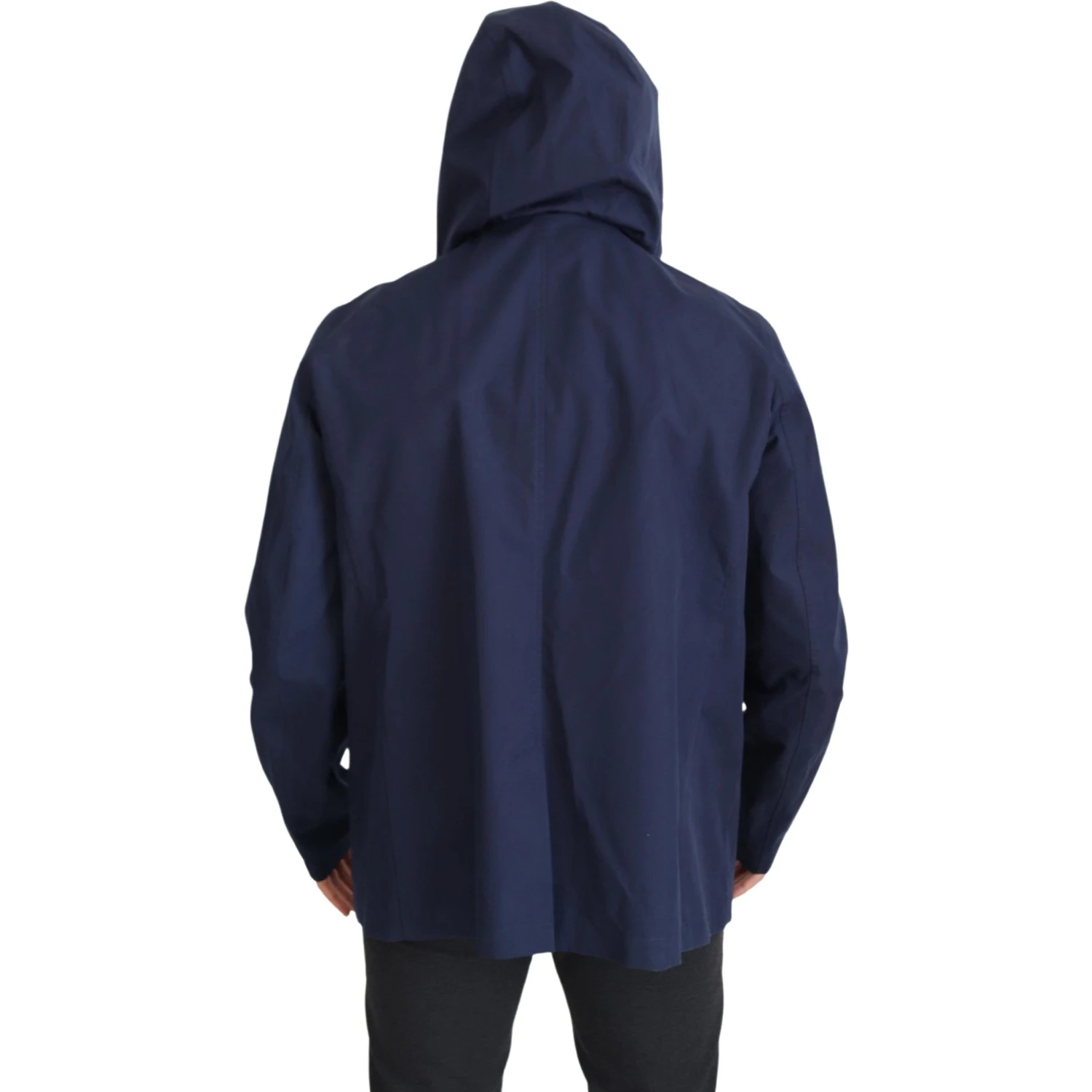 Blue Hooded Double Breasted Coat Jacket