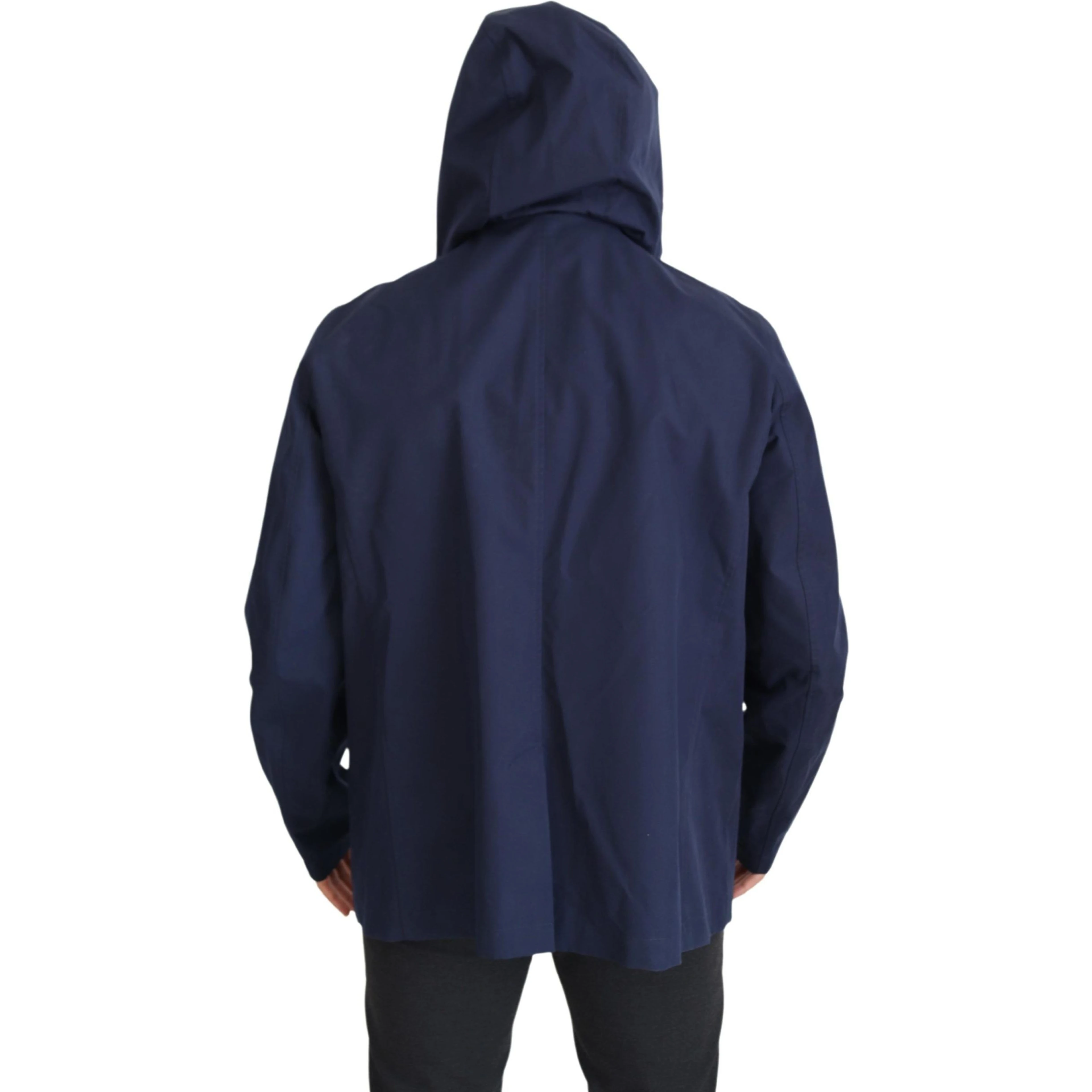 Blue Hooded Double Breasted Coat Jacket