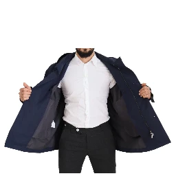 Blue Hooded Double Breasted Coat Jacket