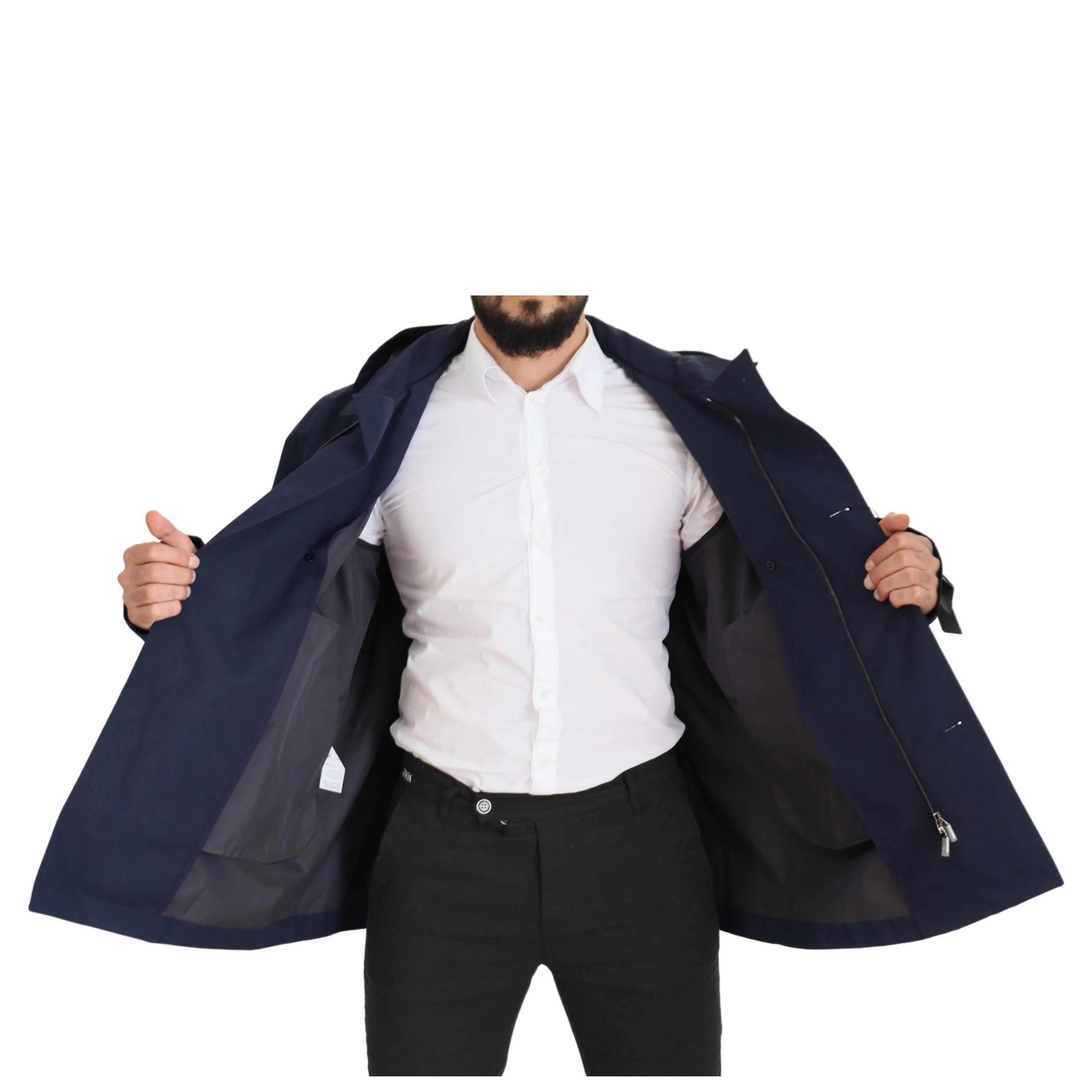 Blue Hooded Double Breasted Coat Jacket