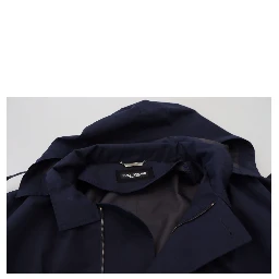 Blue Hooded Double Breasted Coat Jacket