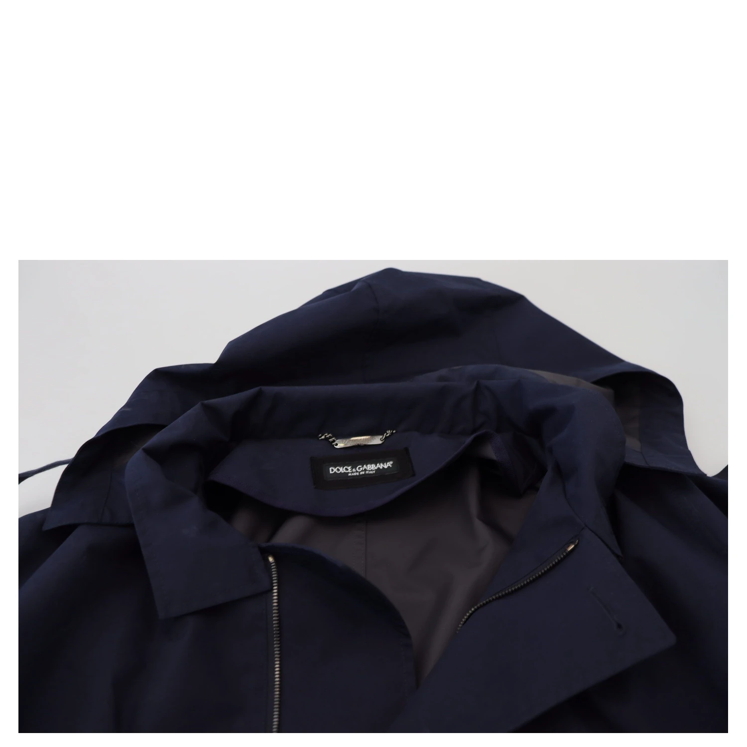 Blue Hooded Double Breasted Coat Jacket