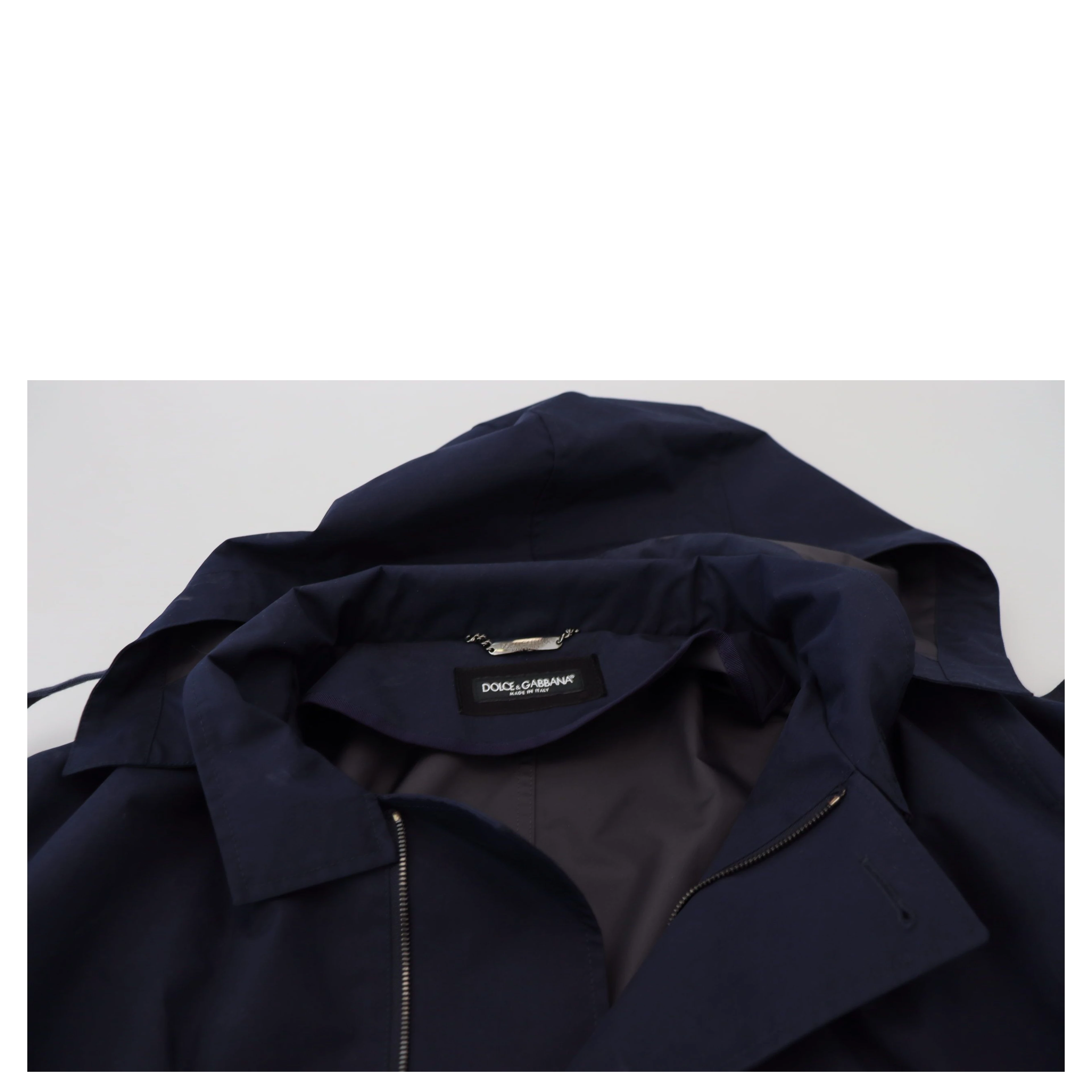 Blue Hooded Double Breasted Coat Jacket