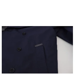 Blue Hooded Double Breasted Coat Jacket