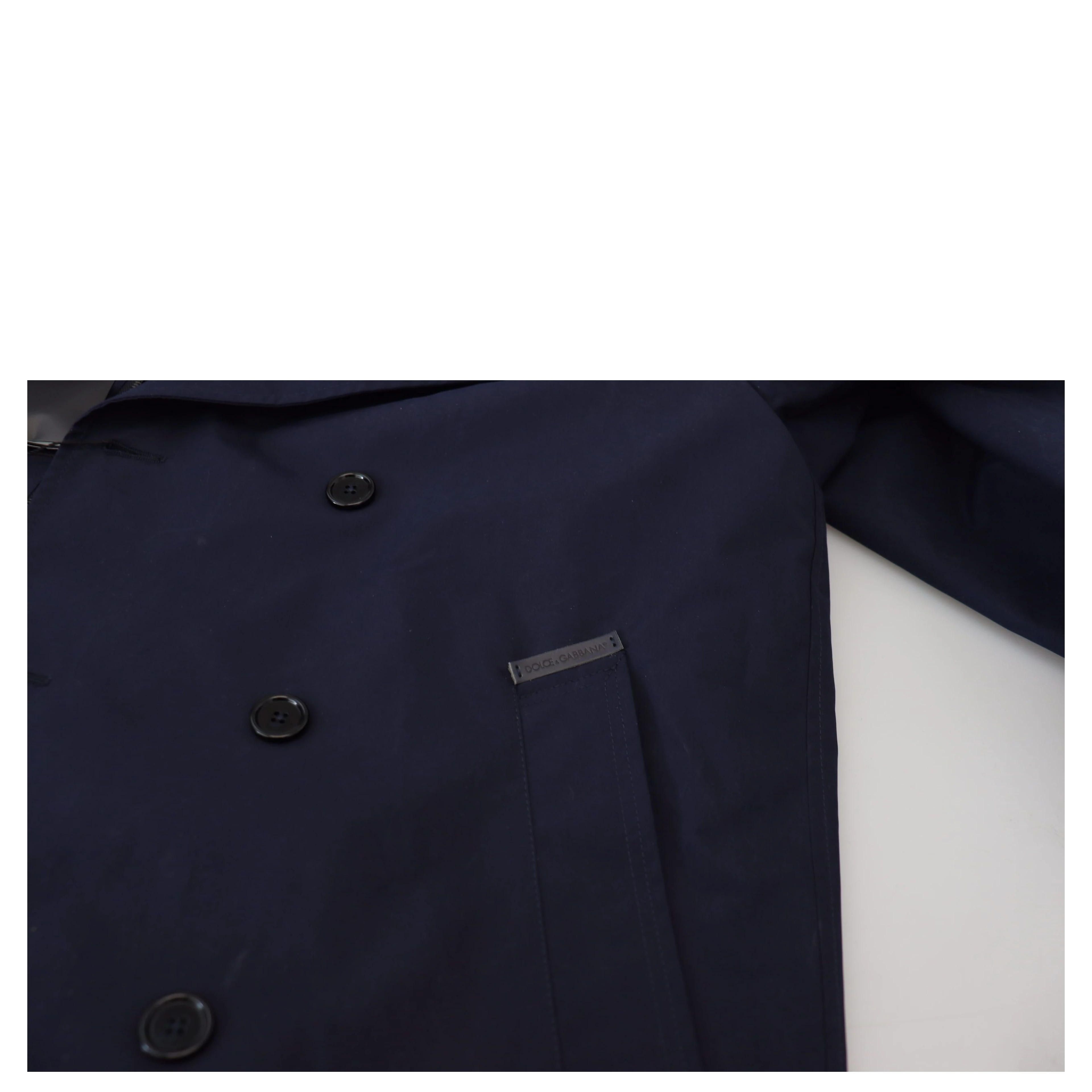Blue Hooded Double Breasted Coat Jacket