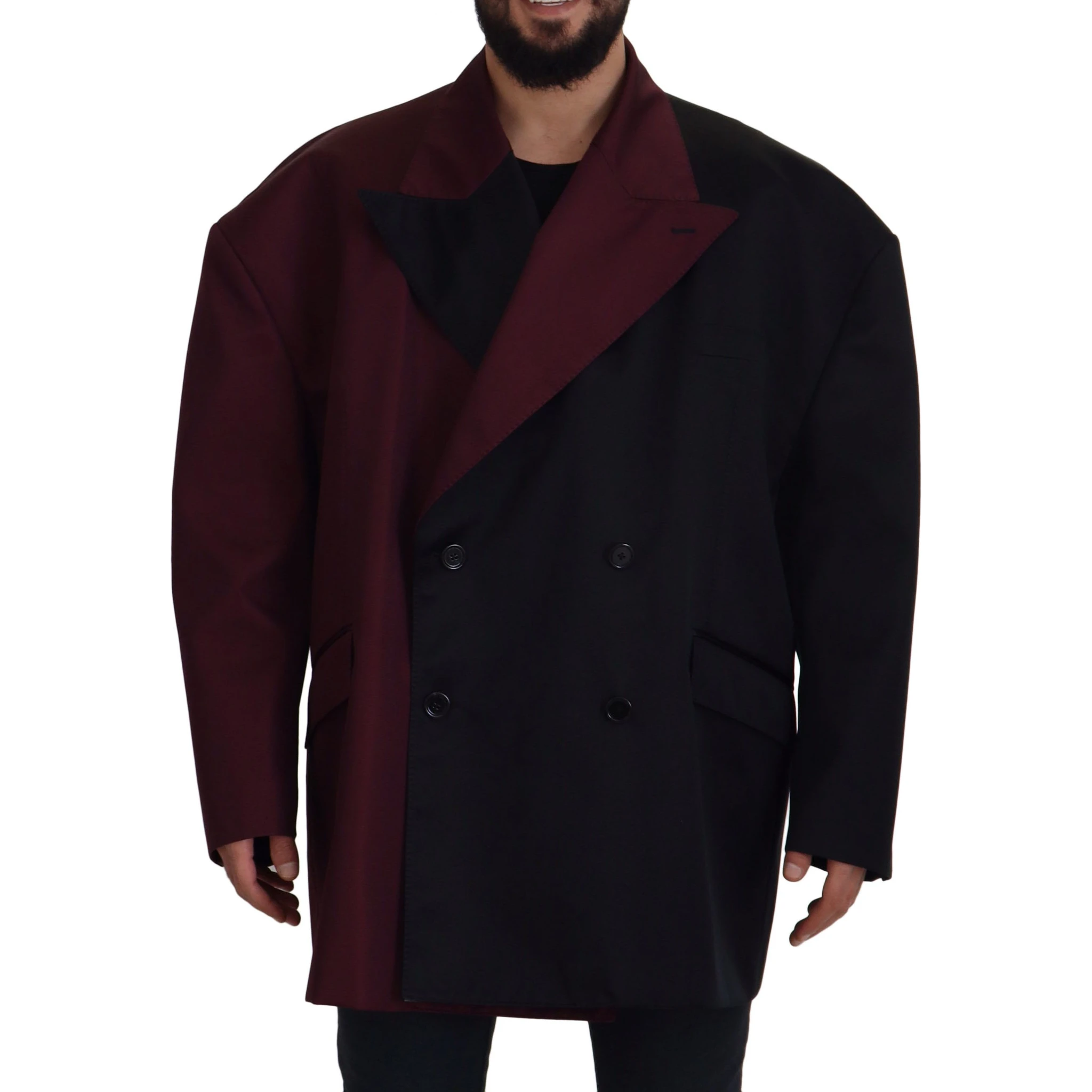 Bordeaux Polyester Double Breasted Jacket