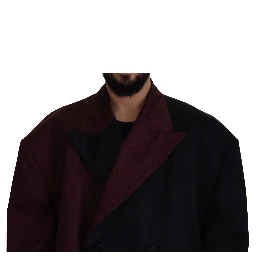 Bordeaux Polyester Double Breasted Jacket