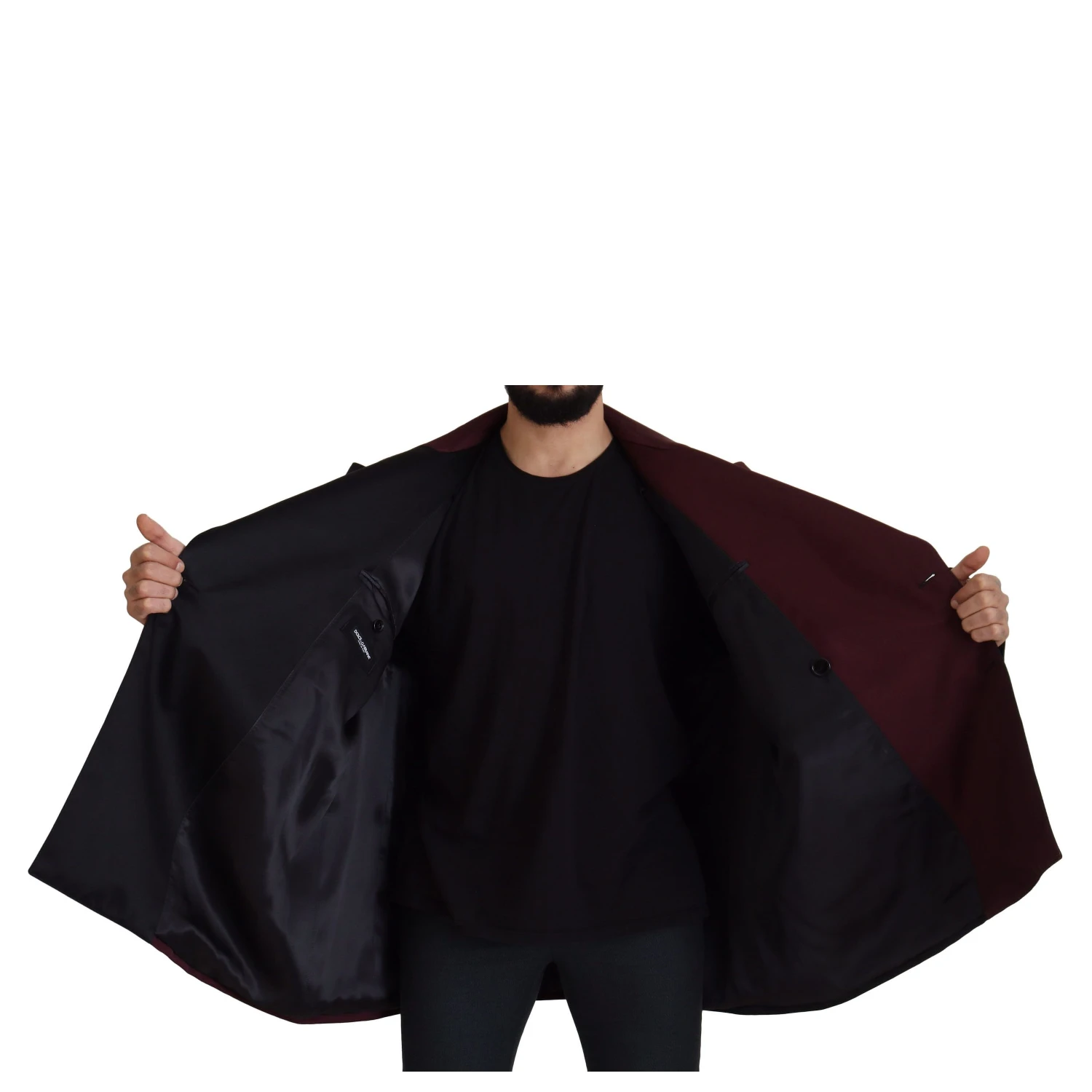 Bordeaux Polyester Double Breasted Jacket
