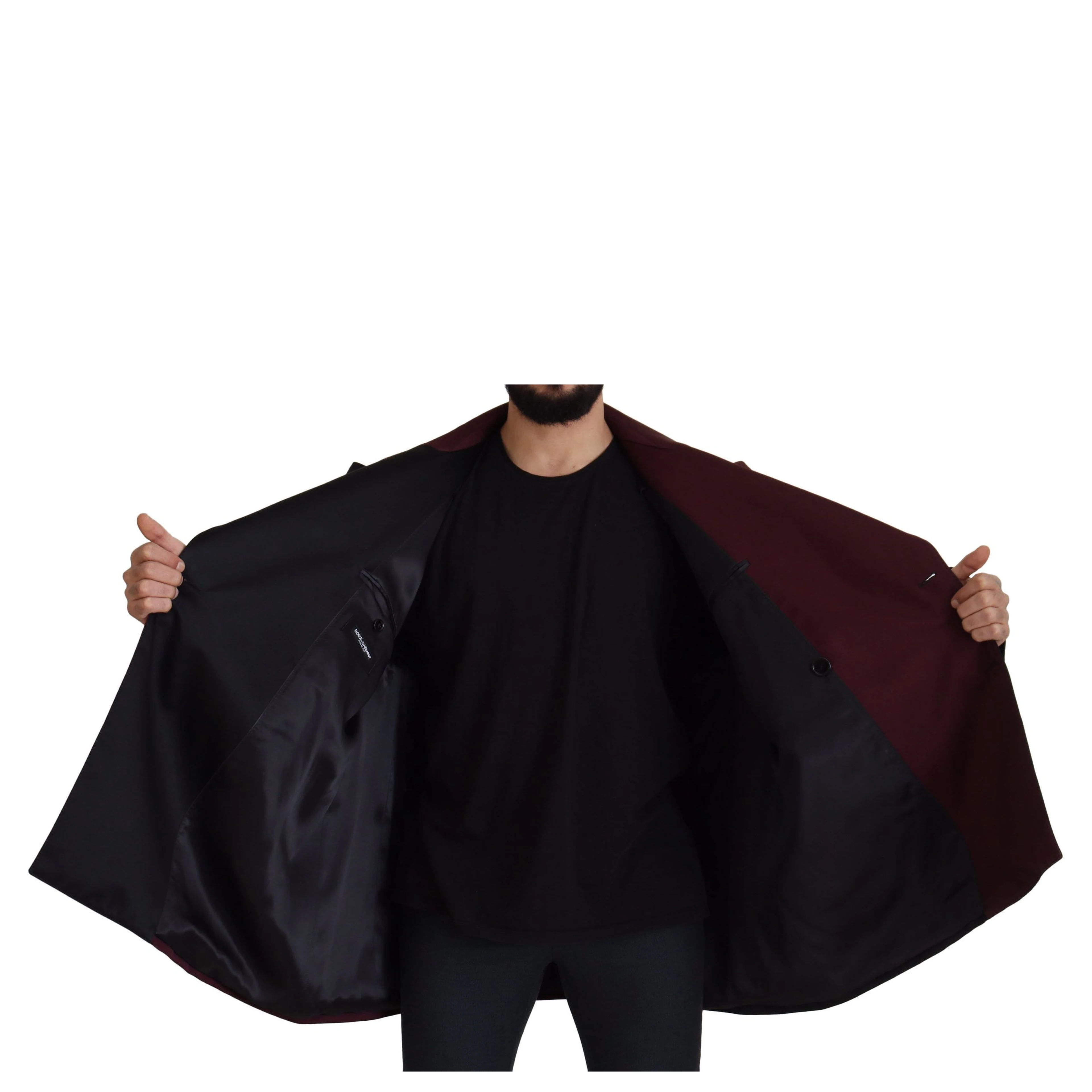 Bordeaux Polyester Double Breasted Jacket