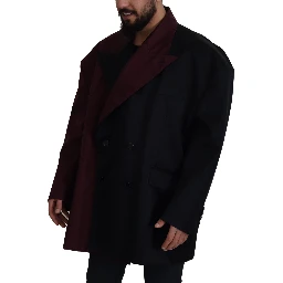 Bordeaux Polyester Double Breasted Jacket