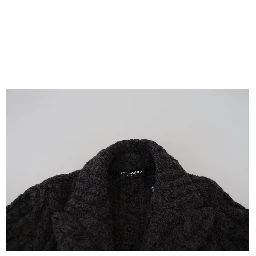Black Wool Knit Double Breasted Coat Jacket