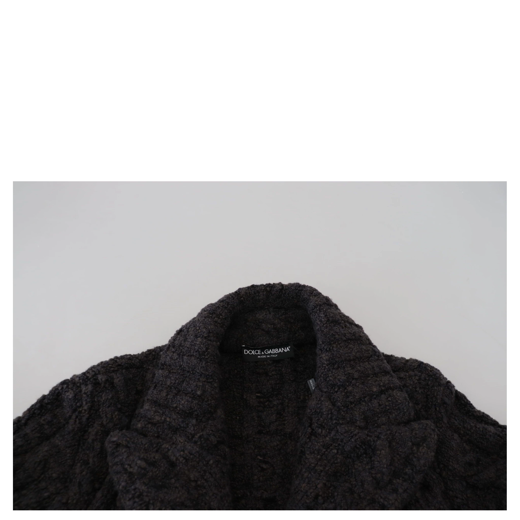 Black Wool Knit Double Breasted Coat Jacket