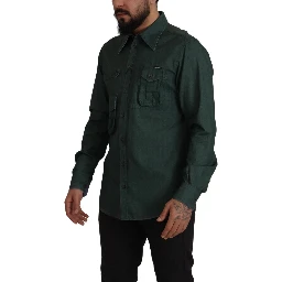 Dark Green Button Down Long Sleeves Shirt