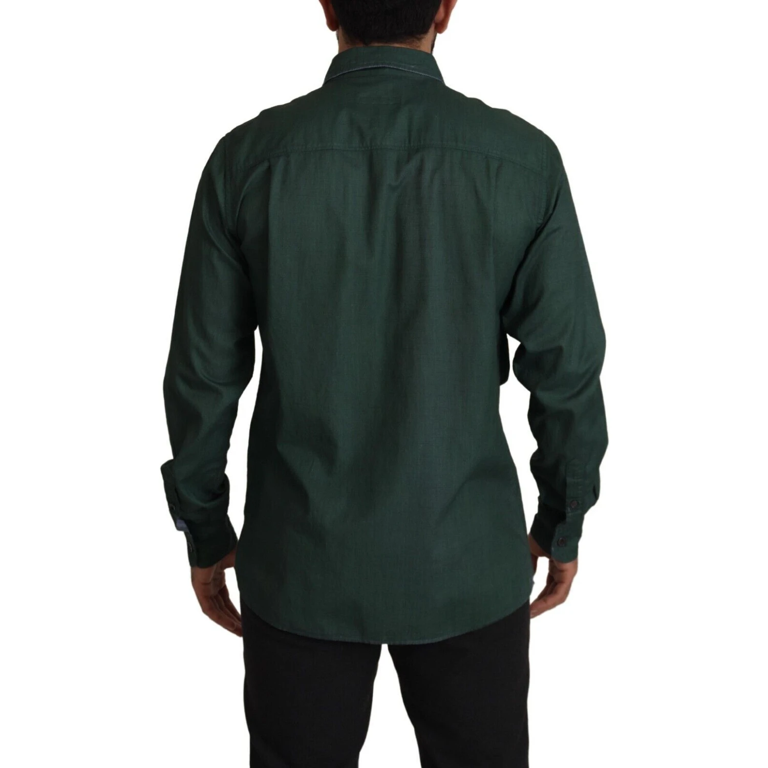 Dark Green Button Down Long Sleeves Shirt