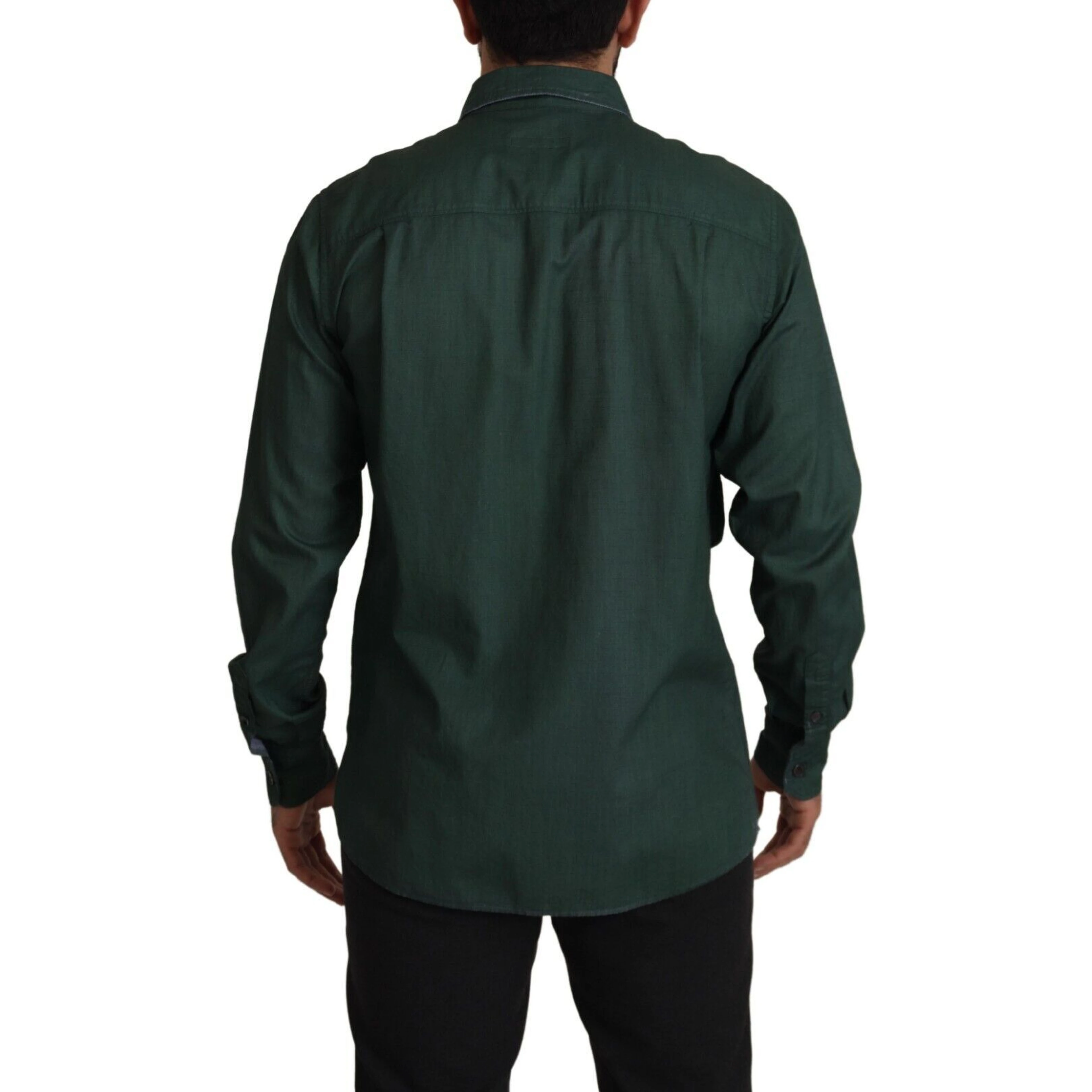 Dark Green Button Down Long Sleeves Shirt