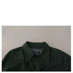 Dark Green Button Down Long Sleeves Shirt