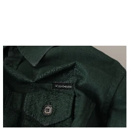Dark Green Button Down Long Sleeves Shirt