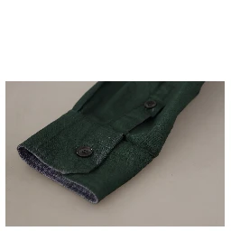 Dark Green Button Down Long Sleeves Shirt