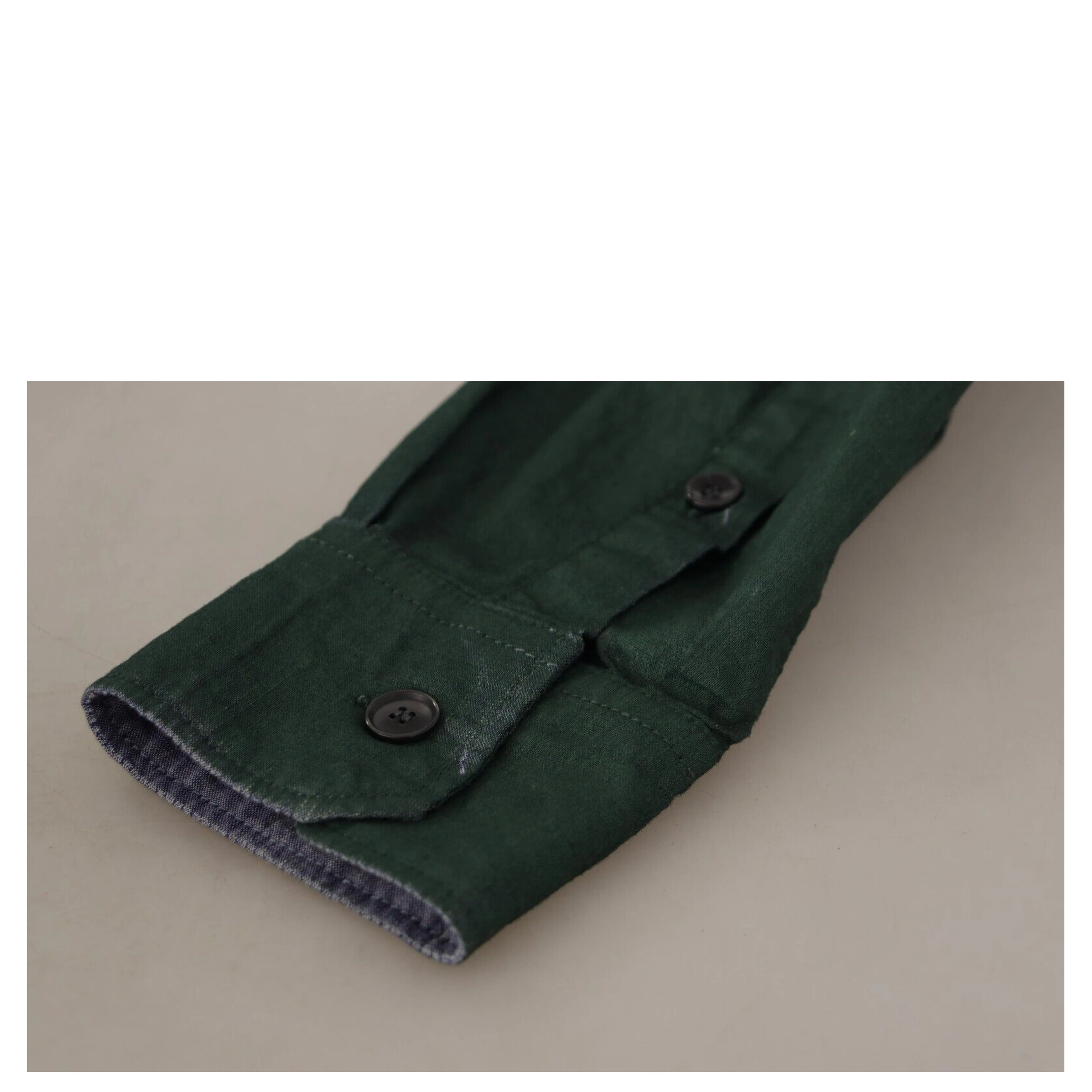 Dark Green Button Down Long Sleeves Shirt