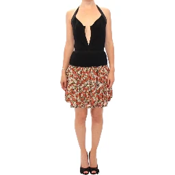 Multicolor floral bubble halterneck dress