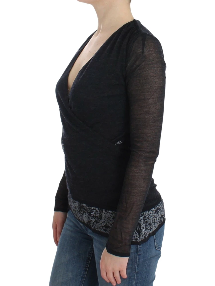 Black Wool Blend Stretch Long Sleeve Sweater alternative