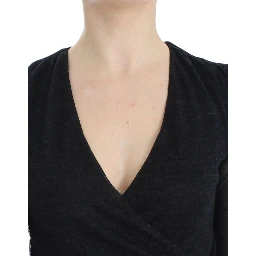 Black Wool Blend Stretch Long Sleeve Sweater