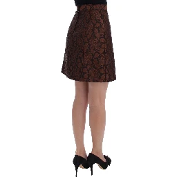 Brown Floral Brocade Mini Bubble Skirt